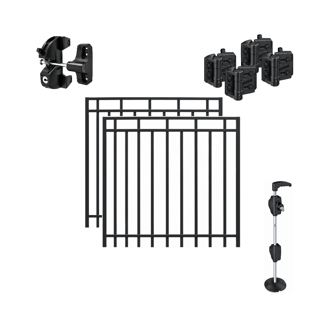 Porte pour clôture aluminium - Pentures + loquet | QUINCAILLERIE INCLUSE