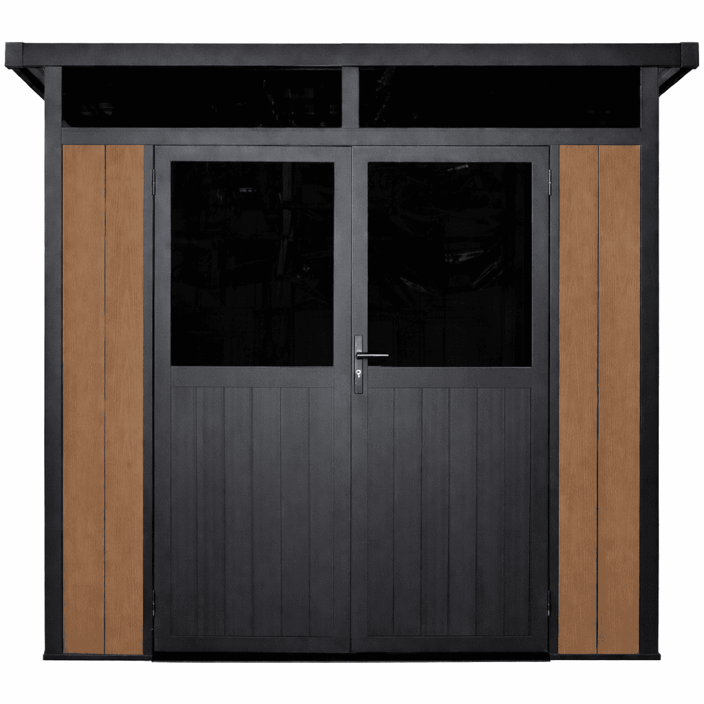 Cabanon en composite 8' x 7' SML Skylight vision | Revêtement gris pierre | Structure en aluminium blanc