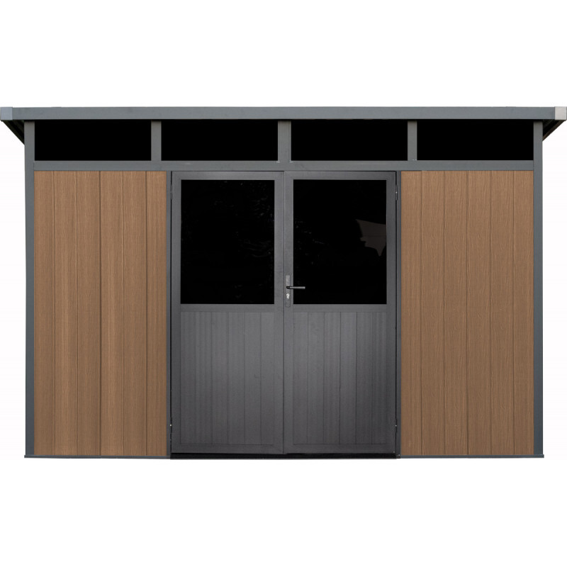 Cabanon en composite 12' x 7' SML Skylight vision | Revêtement gris pierre | Structure en aluminium blanc