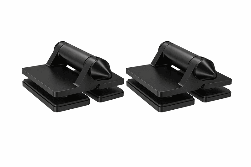 Paire de pentures noires à ressort pour porte en verre