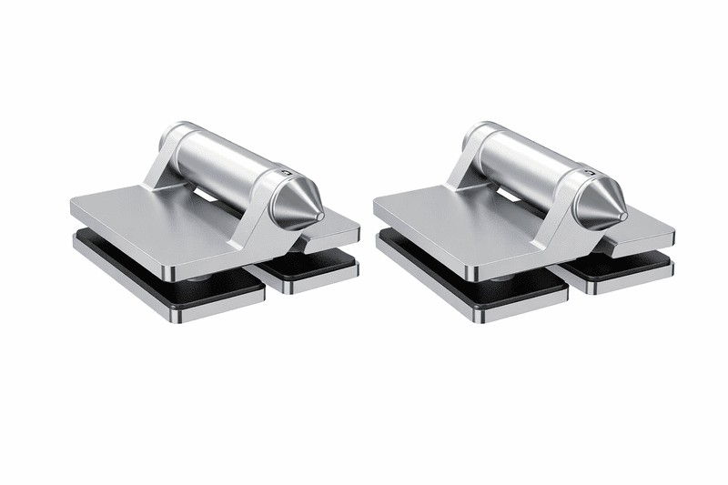 Paire de pentures stainless à ressort pour porte en verre
