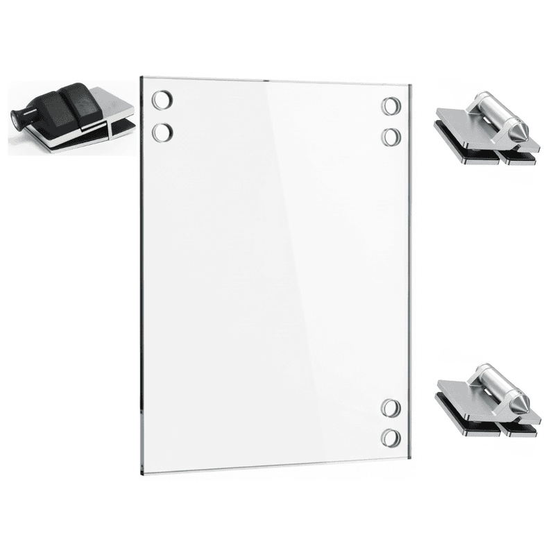 Porte en verre trempé 34" x 10mm x 46" - Loquet | QUINCAILLERIE STAINLESS INCLUSE | ouverture intérieure