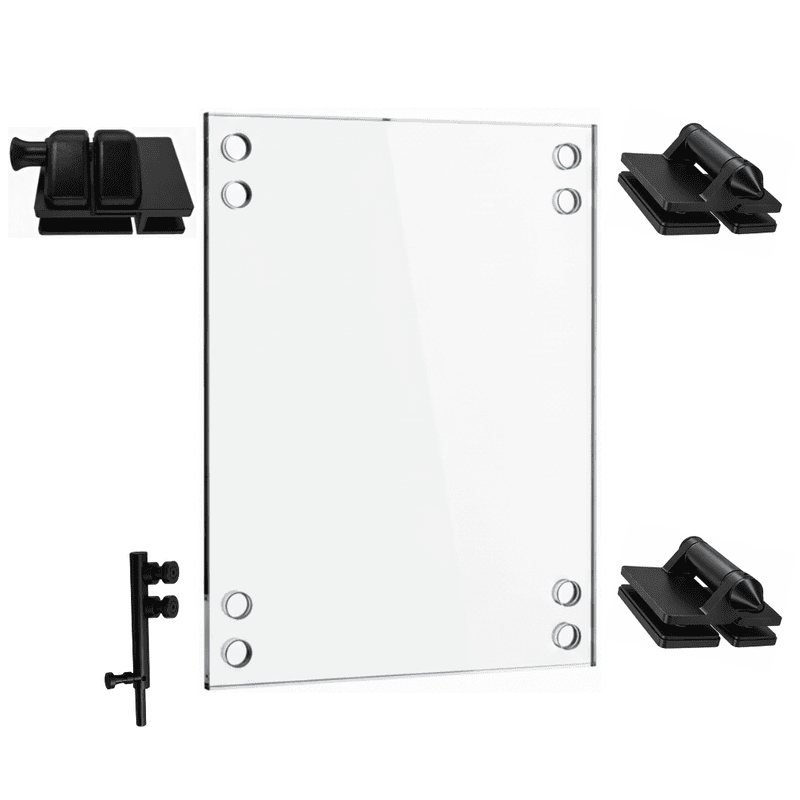 Porte en verre trempé 34" x 10mm x 46" - Loquet + verrou plancher | QUINCAILLERIE NOIRE INCLUSE | ouverture extérieure