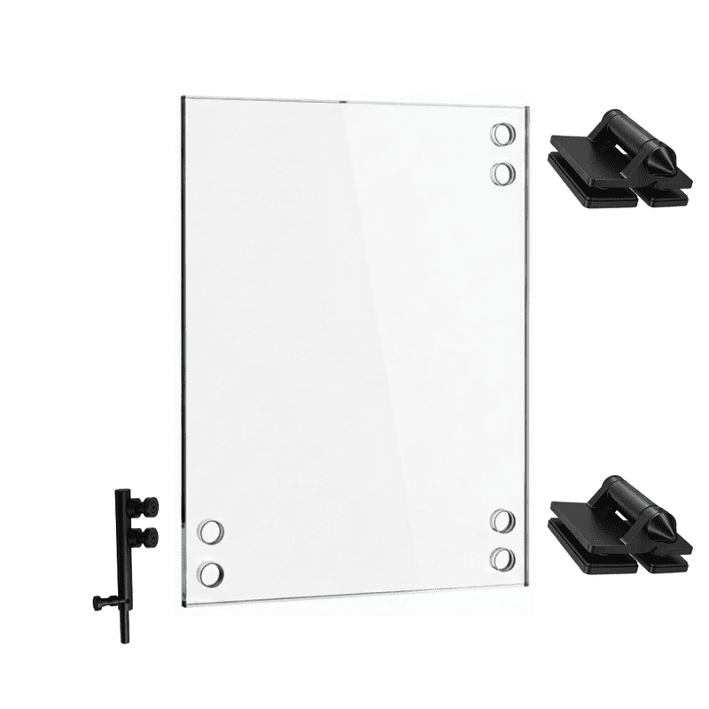 Porte en verre trempé 34" x 10mm x 46" - Verrou plancher | QUINCAILLERIE NOIRE INCLUSE