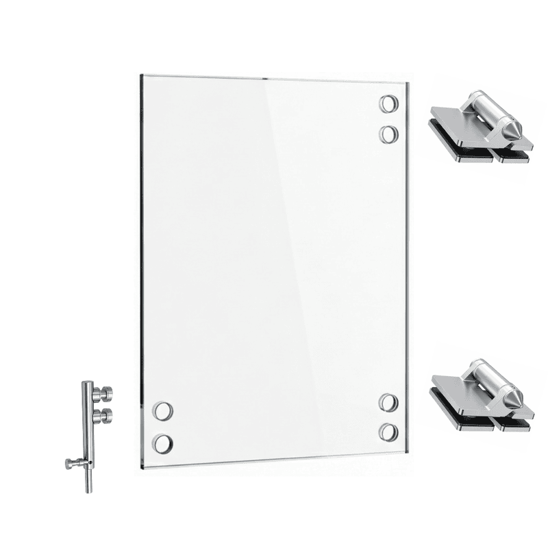Porte en verre trempé 34" x 10mm x 46" - Verrou plancher | QUINCAILLERIE STAINLESS INCLUSE